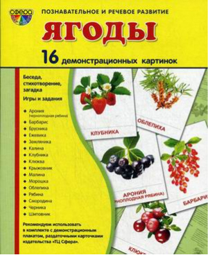 Ягоды 16 демонстрационных картинок | Цветкова - Познавательное и речевое развитие - Сфера - 9785994909898